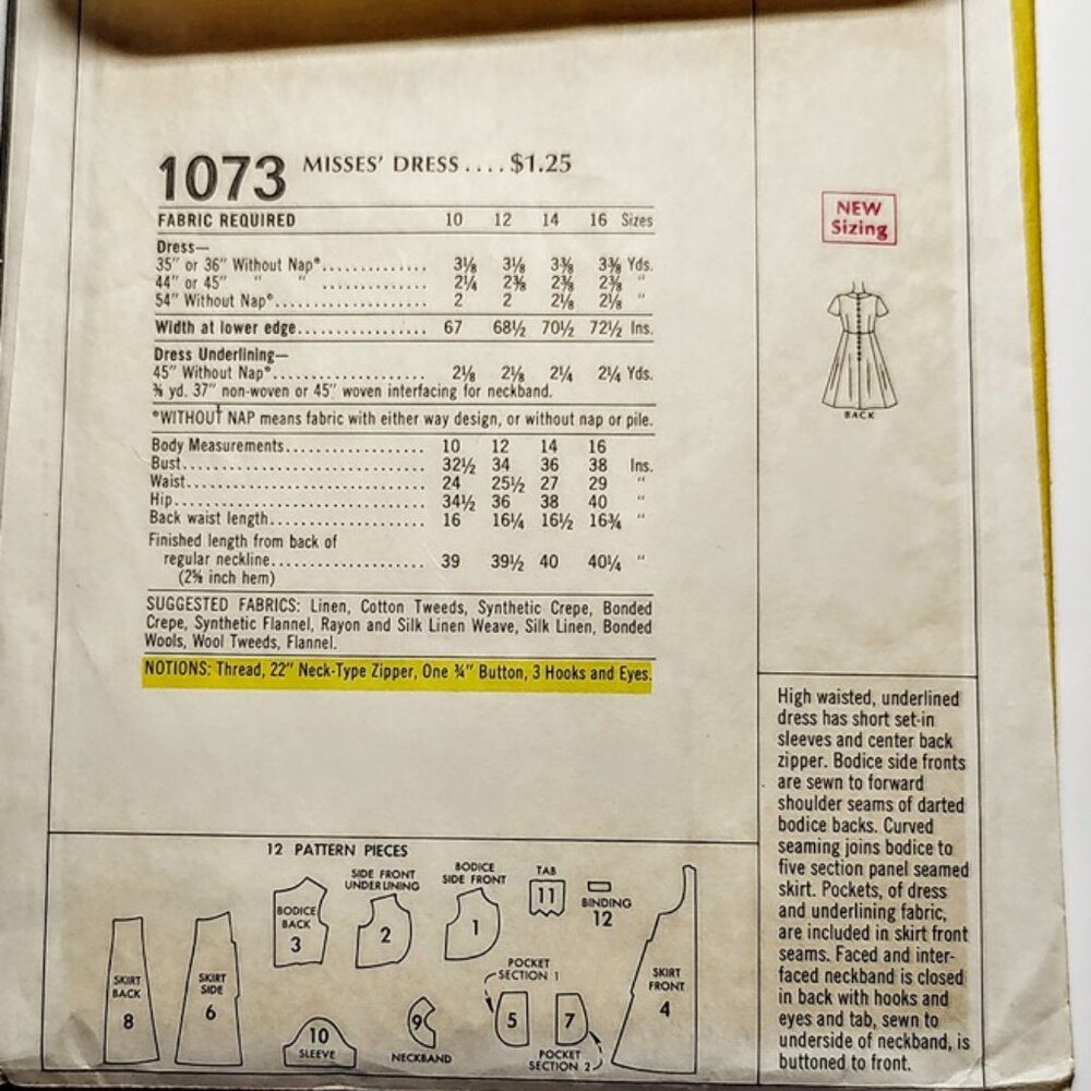 1960s Vintage Designer Stylish Dress Sewing Pattern By Mollie Parnis By McCall's - Picture 2 of 3